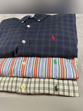 Lot of 3 Ralph Lauren Men's Button-Down Shirt Size Medium
